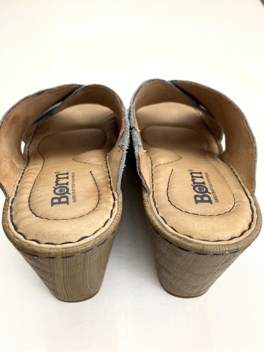 Born Khell Platform Sandal Grey Suede Criss-Cross Sz 6